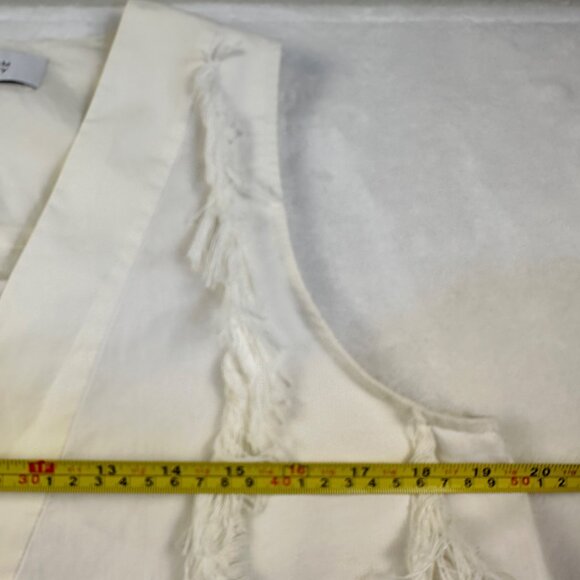 DEREK LAM 10 CROSBY Womens Oversized Blouse White Sz 8 Raw Fringe Overlap Back - Picture 8 of 14